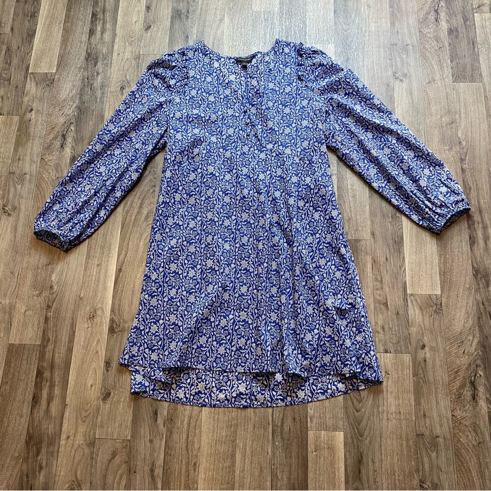 Banana Republic Factory Blue Floral Peasant Dress Size Large
